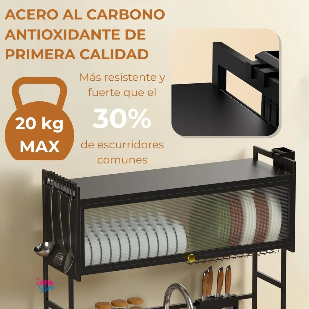 Escurridor Platos Cocina Con Gabinete + Cuchillos