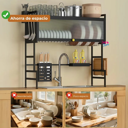 Escurridor Platos Cocina Con Gabinete + Cuchillos